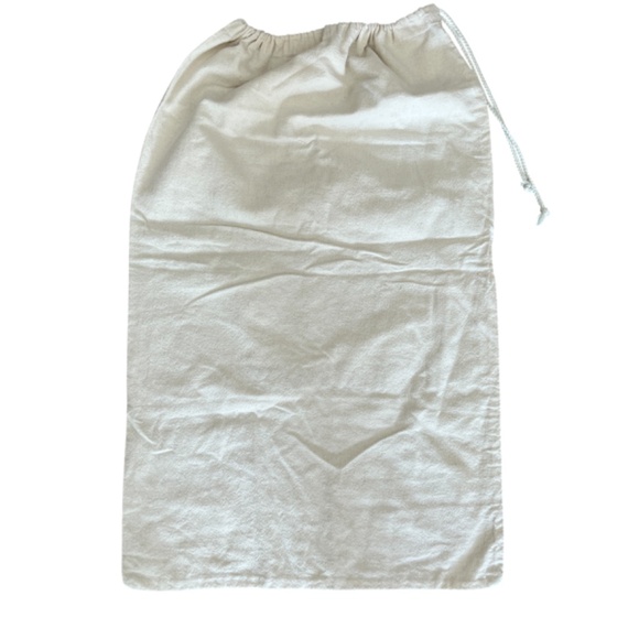 Vintage Linen Embroidered Laundry Bag Drawstring Travel Ivory 24 x 15 French - Picture 4 of 10